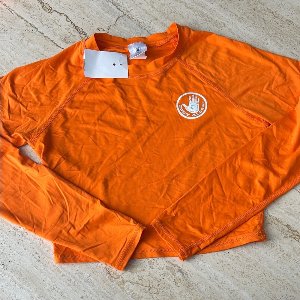 NEW 🆕 Body Glove Women’s Crop top Rashguard Orange Long Sleeve size S